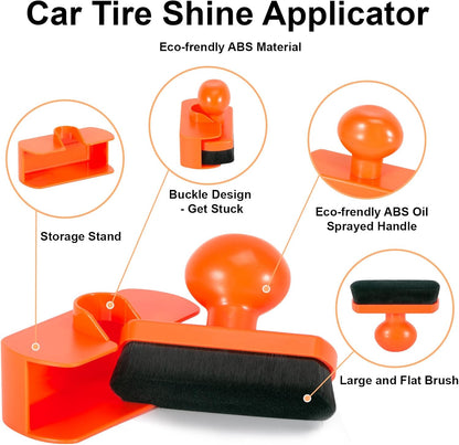 UNIMEIX Tire Shine Applicator Brush Large Vegan Tire Shine Brush with Storage Stand for Vehicles Tire Shine Polish Wax and Car Wash