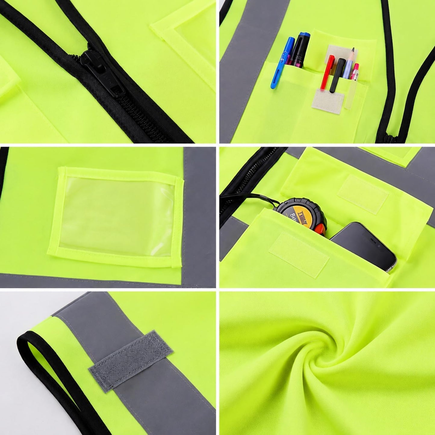 Reflective Safety Vest for Women Men High Visibility Security With Pocket Zipper Front Meet ANSI/ISEA Standard