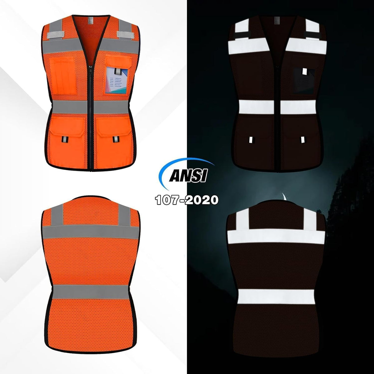 Reflective Vest for Women, Mesh Womens Safety Vest with 11 Pockets and Zipper, Hi Vis Neon Construction Work Vest for Lady Surveyors/Workers, Snugly-Fitted, ANSI Compliant (U-Yellow, S)