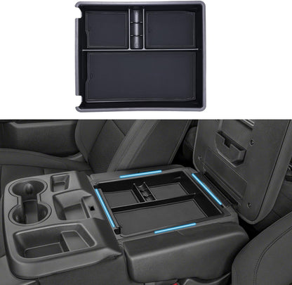 JKCOVER Center Console Hanging Organizer Box Compatible with 2019-2026 Chevy Silverado/GMC Sierra 1500 and 2020-2026 Chevrolet Silverado/Sierra 2500HD 3500HD Accessories(Split-Bench Folding Seat Only)