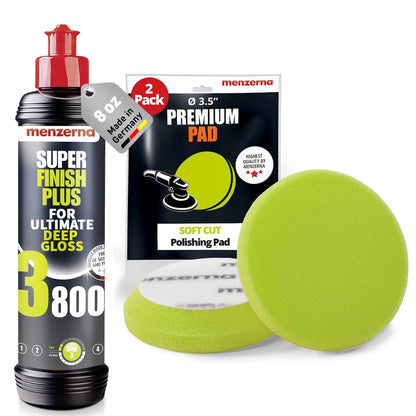 menzerna “Super Finish Plus 3800” Car Polishing I Deep Gloss Polish for a Perfect Mirror-Like Finish I Polishing Compound for Micro Scratches & Holograms on Cars & SUVs I Silicone Free I 8 fl oz.