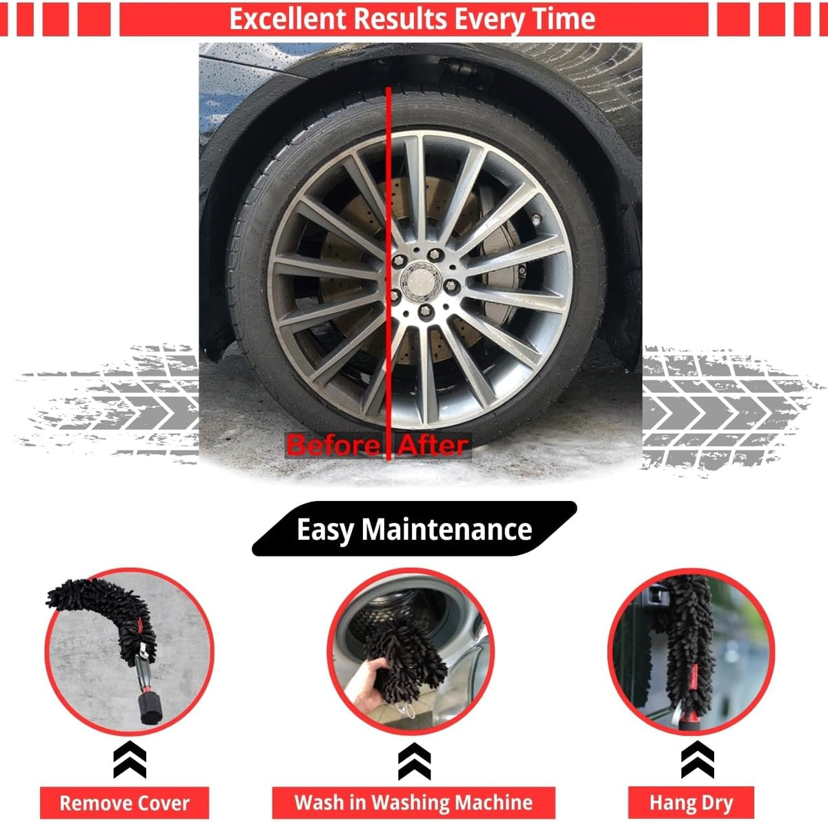 Woollywormit Wheel Cleaning Brush Car Detailing Kit - Rim Brush, Lug Nuts and Wheel Cleaner Brush Car Wash Kit -Tire Brushes for Cleaning Rims - Car Cleaning Supplies and Rim Cleaner Brush Set