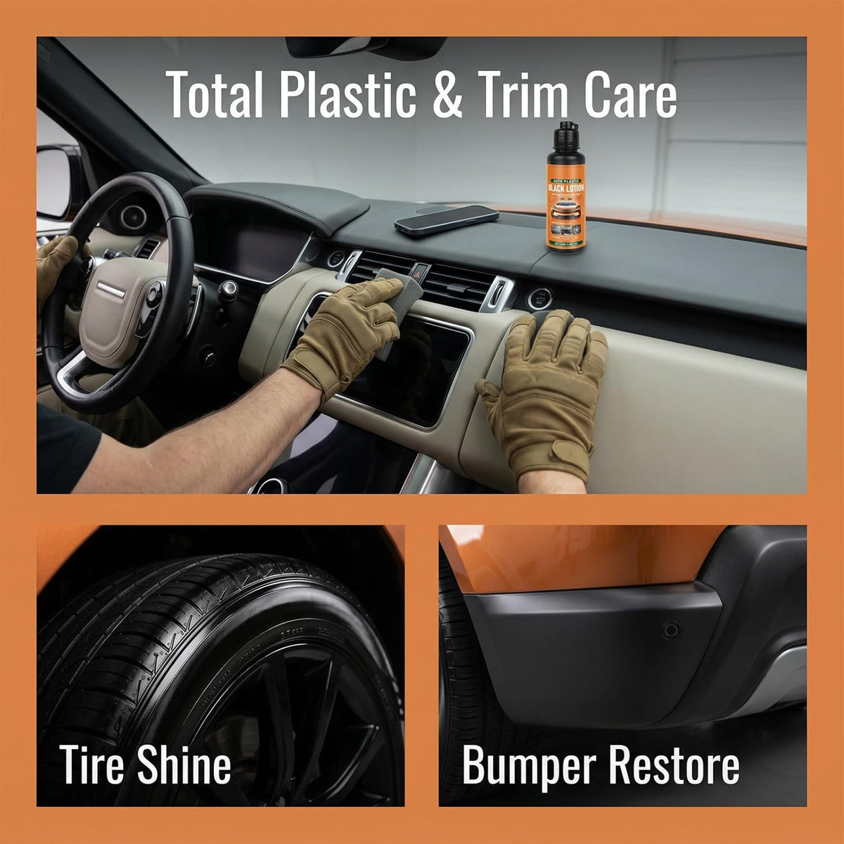 Black Plastic Restorer for Car, Permanent Automotive Plastic and Trim Restorer, Ultimate Exterior Plastic Renovation Lotion, Black Trim Restorer for Cars and Vehicles (1)