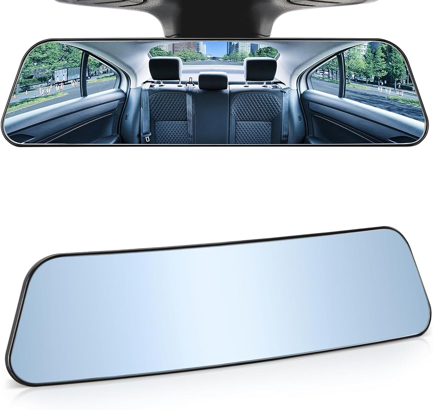 JOYTUTUS Rearview Mirror, 12 Inch Panoramic Interior Clip-on Wide Angle Convex Universal Rear View Mirror to Reduce Blind Spot Effectively for More Car SUV Trucks -Clear
