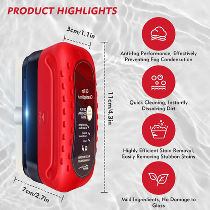 Automotive Oil Film Cleaning Brush with Reusable Foam Sprayer, Upgraded Antifog Glass Cleaning Board, Glass Oil Film Remover for Car Windows & Windshields, Versatile Car Glass Cleaner Brush (Red)