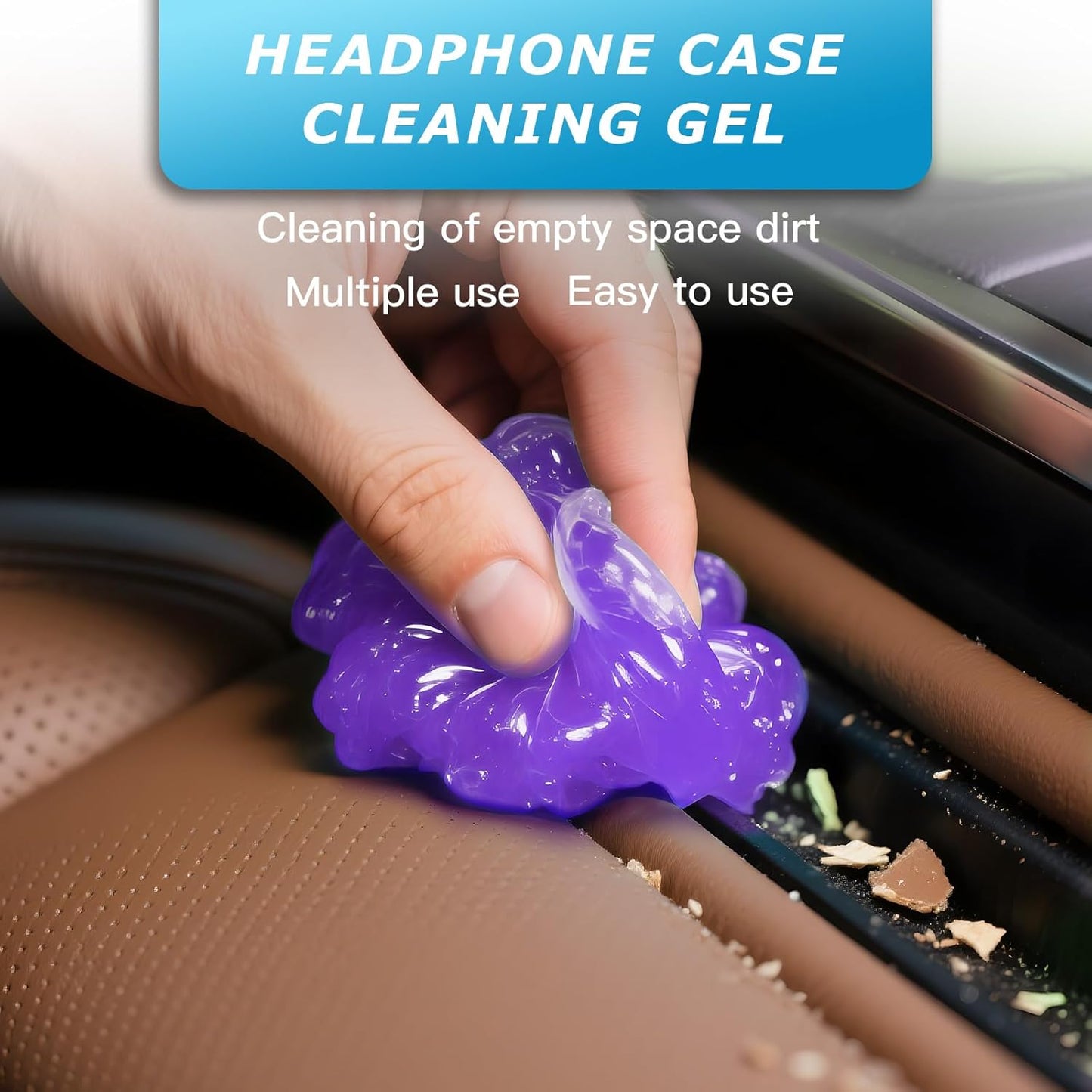 Car Cleaning Gel,Reusable Car Cleaning Putty for Interior Detailing, Car Cleaning Supplies, Auto Detailing Tools, Car Slime for Dust Removal, Car Accessories Interior, Car Cleaning Kit(Purple, 0.8 OZ)