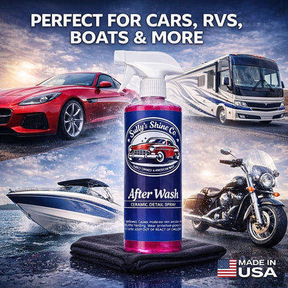 Sully’s After Wash Ceramic Spray Coating – SiO2 Quick Detailer – High Gloss, Water Beading & Hydrophobic Protection – Streak-Free Spray Sealant for Cars, Trucks & RVs – 16 oz