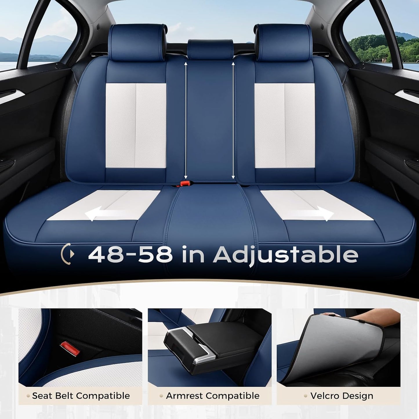 Coverado Seat Covers Full Set, Black Seat Covers for Cars 5 Seats, Car Seat Protector, Waterproof Nappa Leather Car Seat Cushion, Front and Rear Car Seat Cover Fit for Most Sedans SUV Pick-up Truck - Colors B