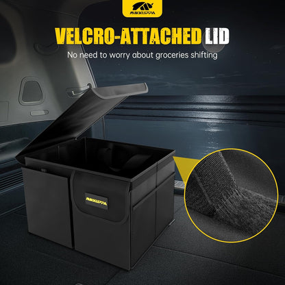 MIKKUPPA Car Trunk Organizer - 65L Collapsible Trunk Organizer with Lid, Sturdy Car Storage for SUV Auto Truck Van with Adjustable Straps and Non Slip Bottom (Black)