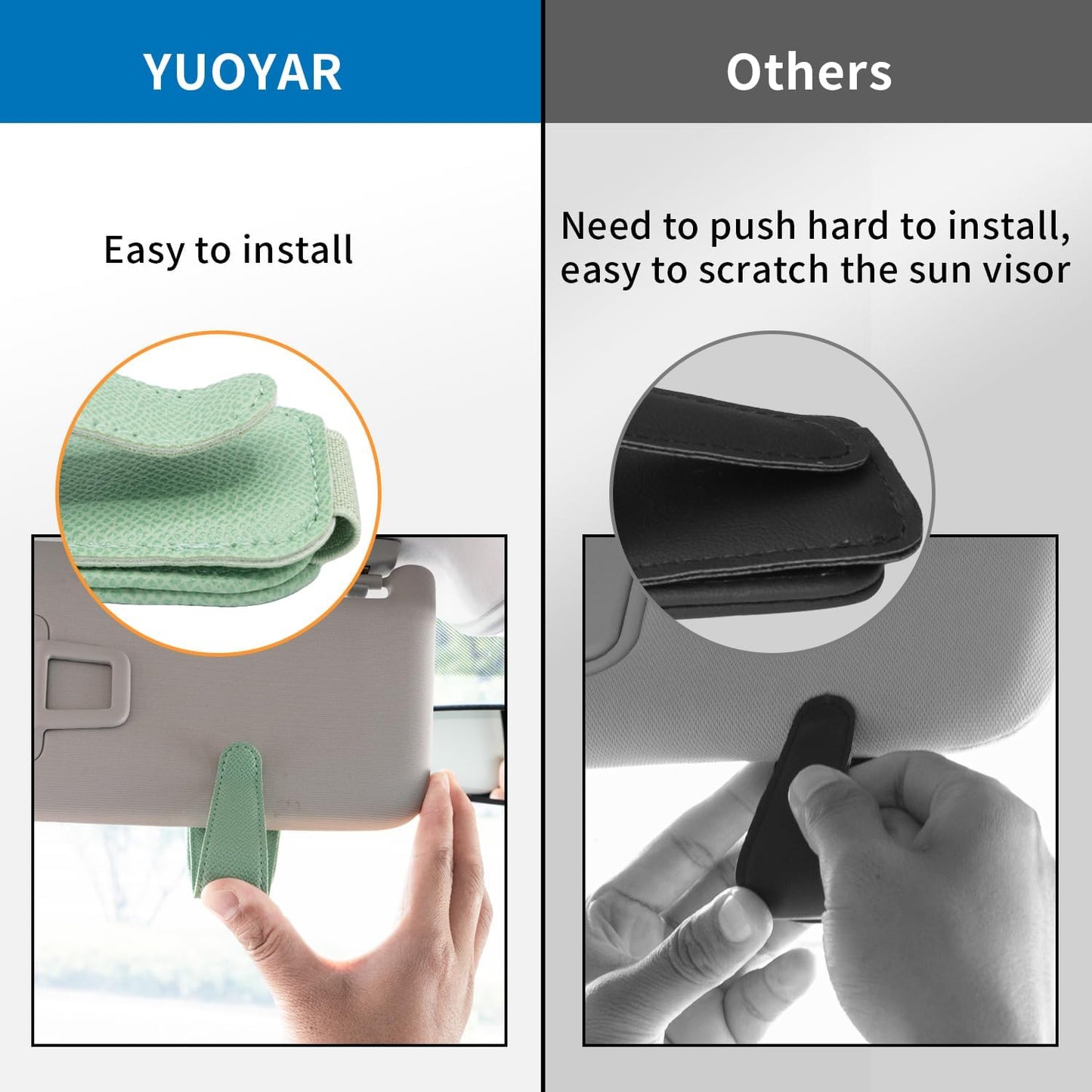 Yuoyar 2 Packs Magnetic Sunglass Holder for Car Visor (Grey) | Magnetic Interior Car Accessories
