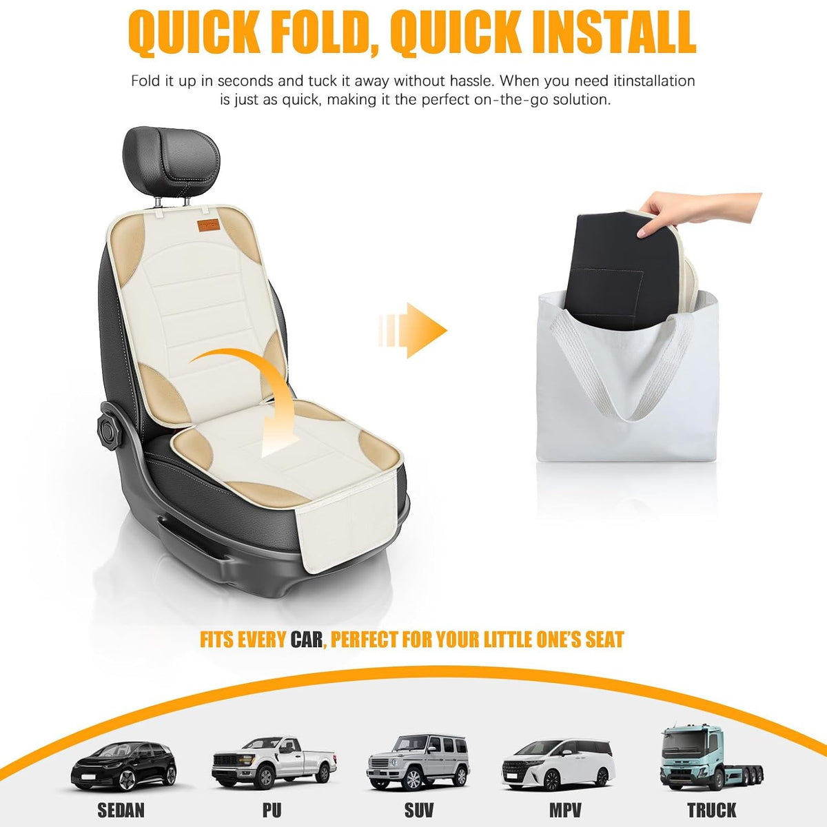 Siivton Car Seat Protector for Child Car Seat,Waterproof Car Seat Cover for Leather and Fabric Seats, 2 Mesh Pockets, Non-Slip Bottom,Thick Padding Cushion