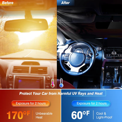 Windshield Sun Shade - Car Sun Shade Windshield, Reflector Sunshade Offers Ultimate Protection for Car Interior, Foldable Front Window Fit for Hatchback, Truck, SUV, MPV