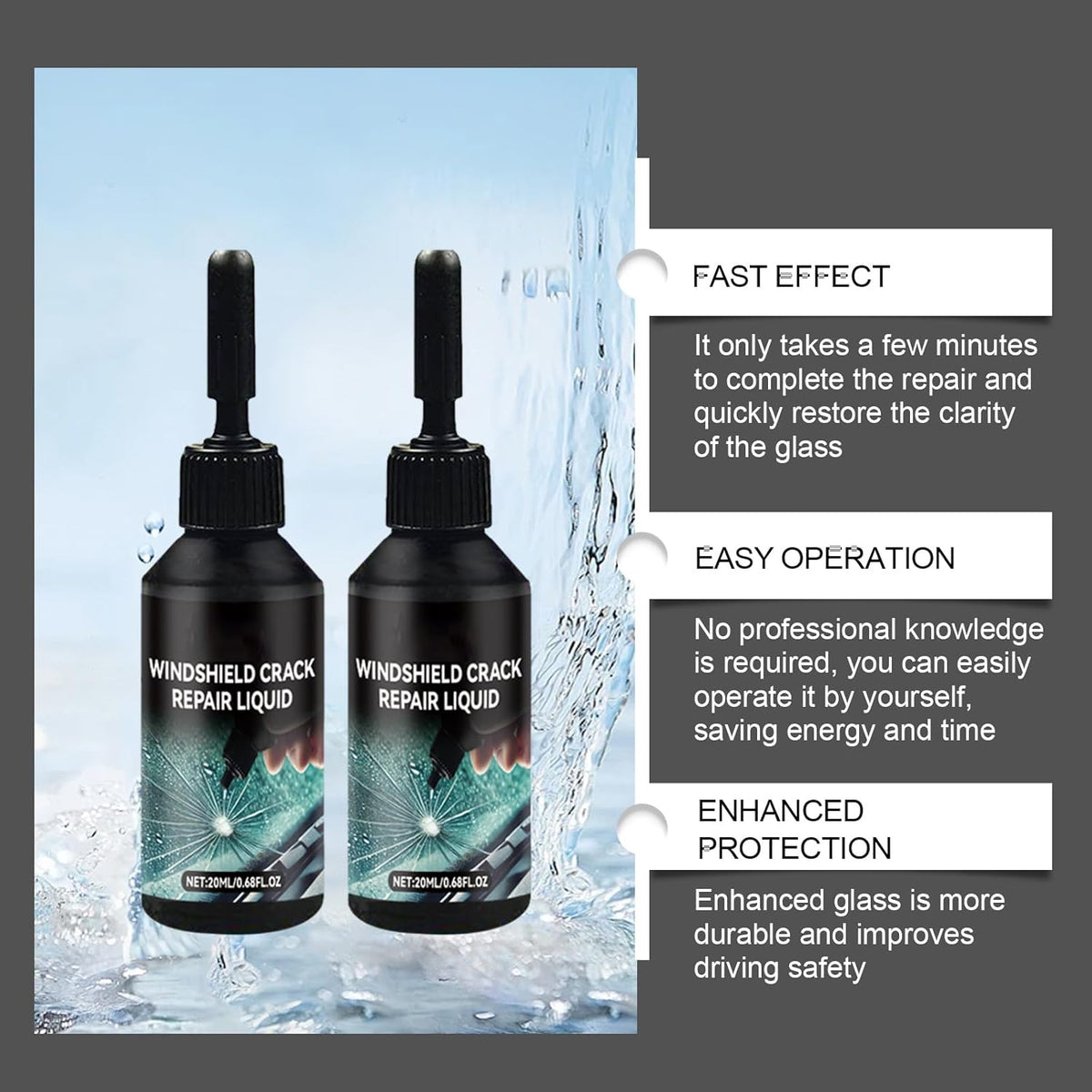 Windshield Chip Repair Kit,1PC 2026 Upgrade Glass Cracks Gone Repair Kit,Premium Glass Repair Liquid Windshield Repair Kit for Chips and Cracks,Cracks Gone Glass Repair Kit for Chips Cracks