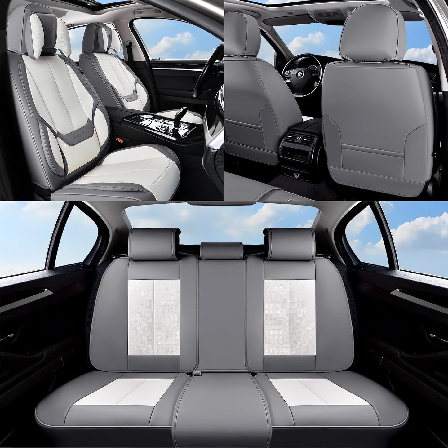 Coverado Seat Covers Full Set, Black Seat Covers for Cars 5 Seats, Car Seat Protector, Waterproof Nappa Leather Car Seat Cushion, Front and Rear Car Seat Cover Fit for Most Sedans SUV Pick-up Truck - Colors B