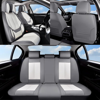 Coverado Seat Covers Full Set, Black Seat Covers for Cars 5 Seats, Car Seat Protector, Waterproof Nappa Leather Car Seat Cushion, Front and Rear Car Seat Cover Fit for Most Sedans SUV Pick-up Truck - Colors B
