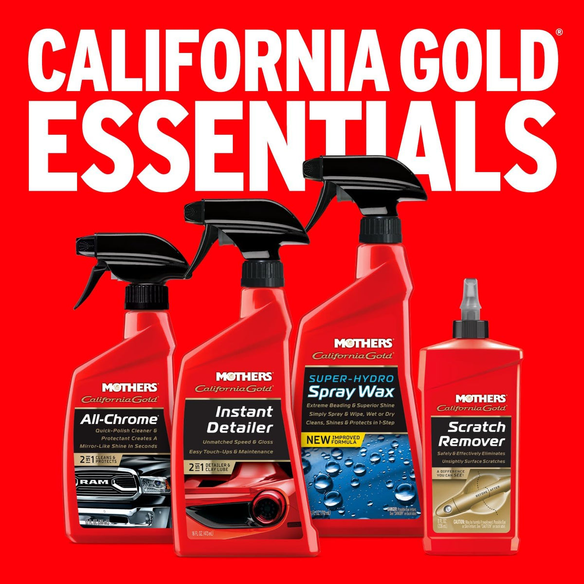 Mothers California Gold Instant Detailer, 16 oz. – Removes Smudges, Dust & Fingerprints, Boosts Gloss & Slickness, Lubrication for Clay Bars, Quick Touch-ups & Maintenance Between Washes (08216)