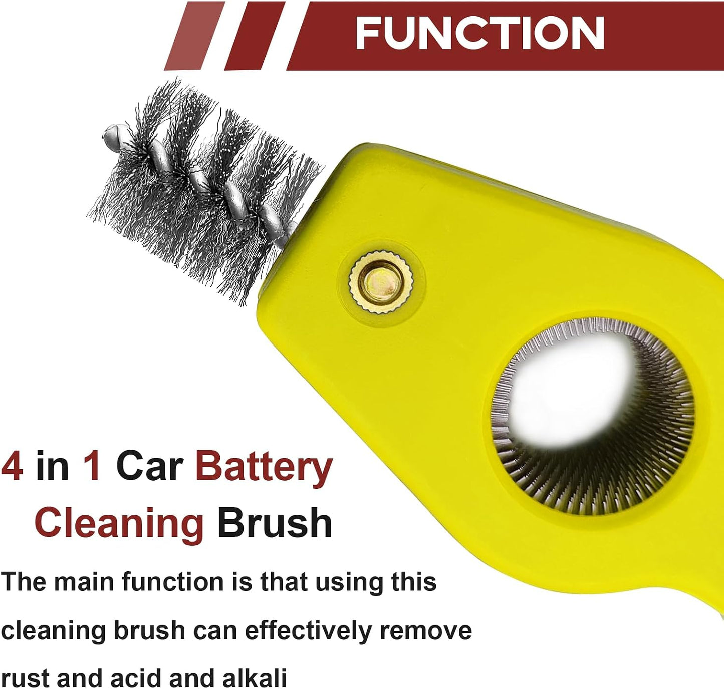 4 in 1 Car Battery Terminal Cleaning Brush, Anti-Rust Auto Battery Cleaner Brush Tool, Universal for Automotive and Marine for Plumbing Installation Soldering Brazing, Car Accessories (Blue)