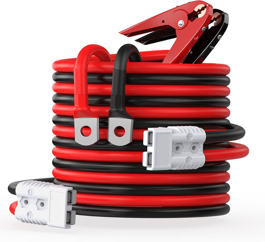 NOONE 2 Gauge Jumper Cable Heavy Duty Car Battery Clamps, for Jump Starting Dead or Weak Batteries Booster Cables with S7 Reverse Polarity Protection and Carry (2 Gauge 20 Feet)