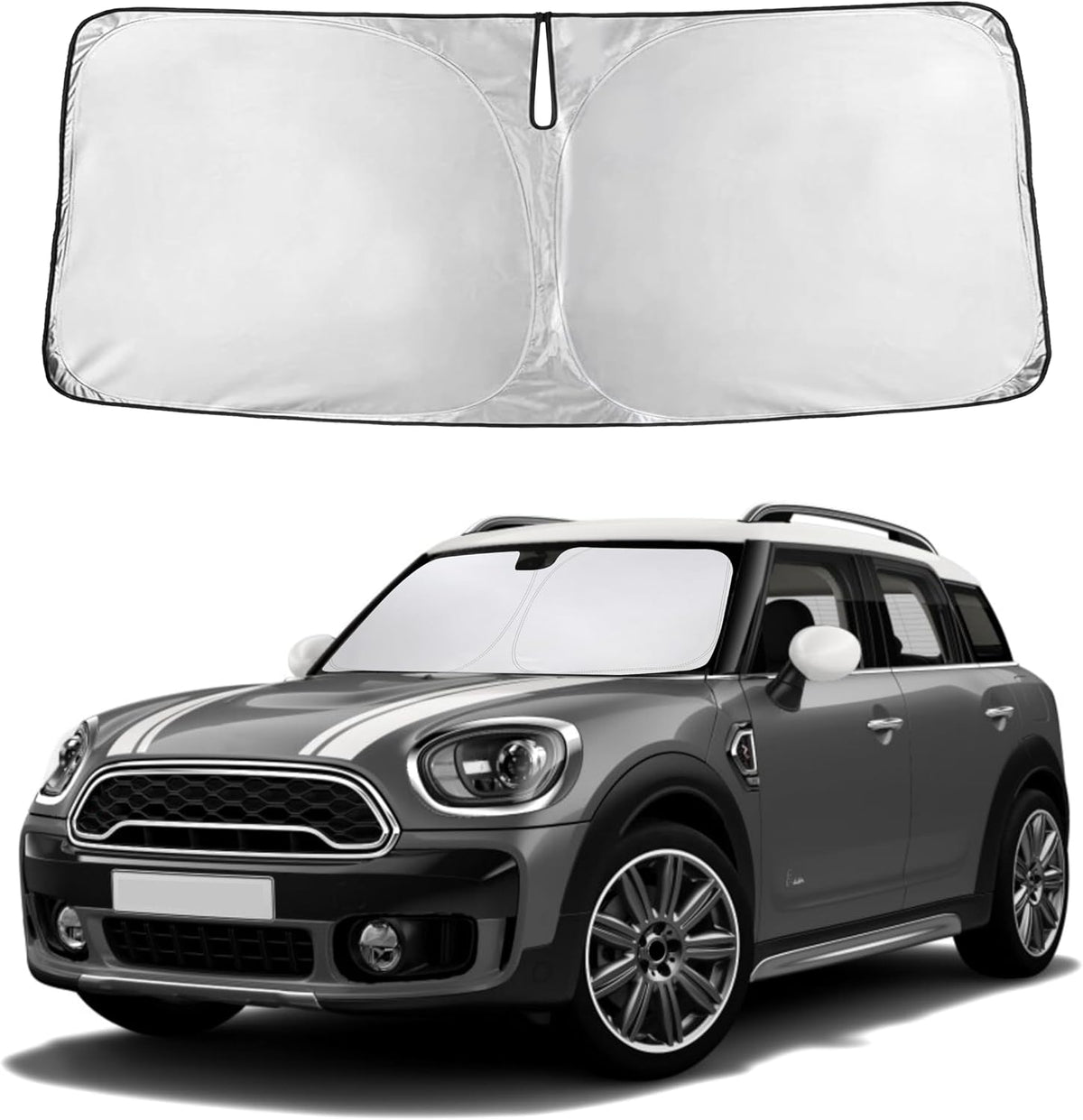EcoNour Car Windshield Sun Shade | 2025 Upgraded Innovative No-Light-Pass Technology for Maximum Coverage | Foldable Sun Shade Keeps Your Vehicle Cool | Must-Have Car Accessories | Small (59" x 29") - Colors I