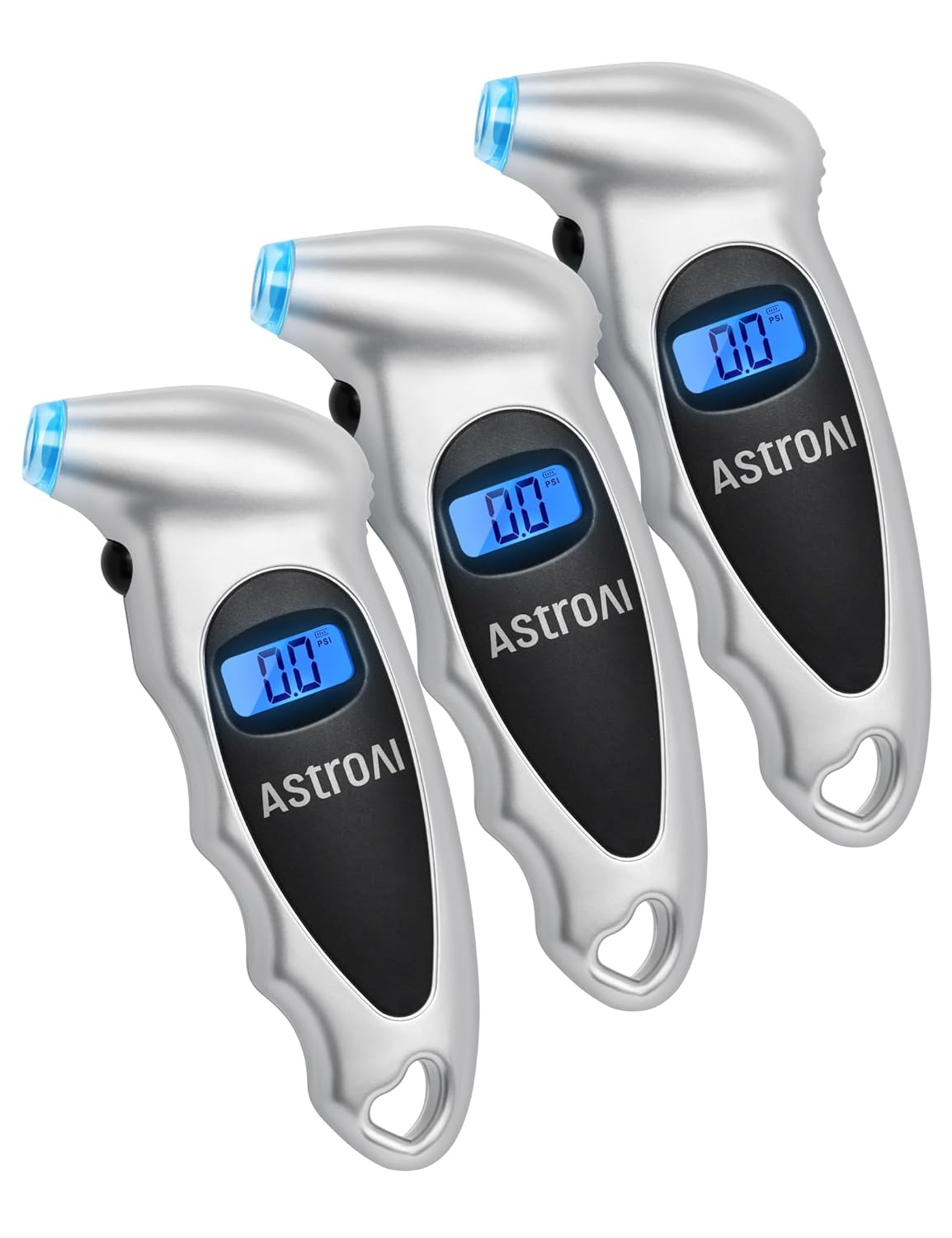 AstroAI Digital Tire Pressure Gauge 0-150PSI Calibrated to ANSI B40.7 +/-1PSI, 4 Units for Car Truck with Backlight LCD, Silver, 2Pack