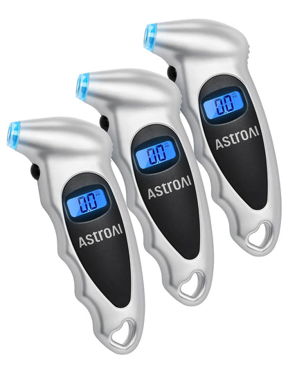 AstroAI Digital Tire Pressure Gauge 0-150PSI Calibrated to ANSI B40.7 +/-1PSI, 4 Units for Car Truck with Backlight LCD, Silver, 2Pack