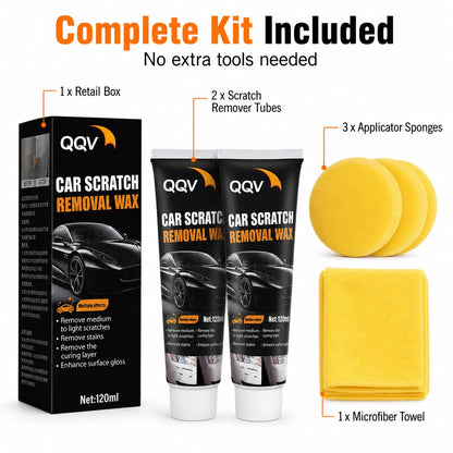 Car Scratch Remover Kit, Car Paint Scratch Repair for Light Scratches Swirl Marks Scuffs, Auto Scratch Remover with Sponge and Towel, Restores Gloss and Shine for All Paint Colors (2Pcs)