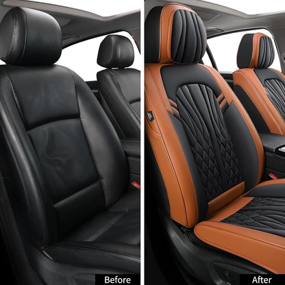 MINGBRON Leather Car Seat Covers,Car Seat Protector Waterproof,Seat Covers Full Set, Car Seat Protectors 5 Seats,Automotive Seat Covers Fit Most Cars Wine Red