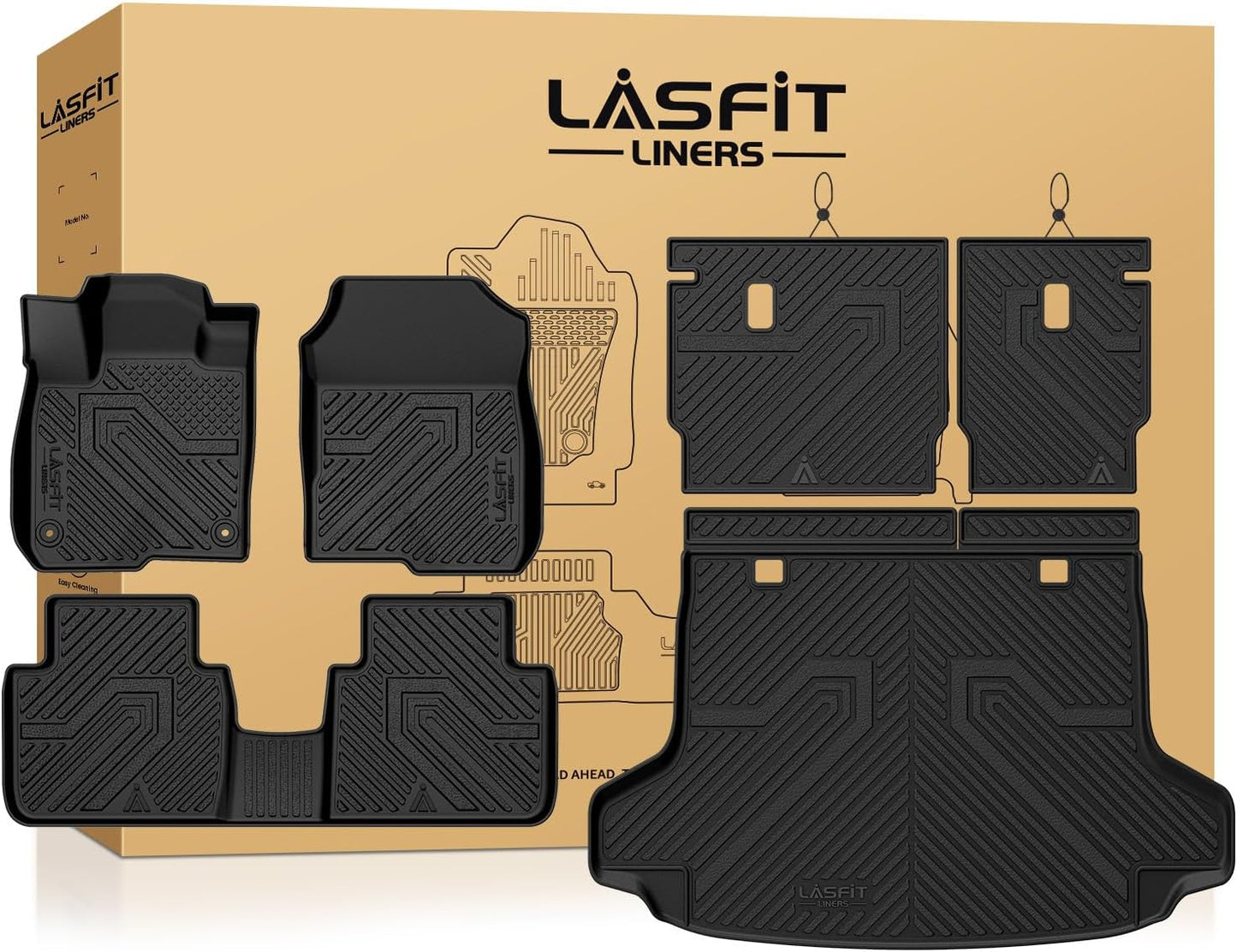 LASFIT Floor Mats for Honda CR-V 2026 2025 2024 2023 (Gasoline & Hybrid & e:FCEV), All Weather TPE Custom Fit Anti-Slip Pet Friendly Car Liners, 1st & 2nd Row Black