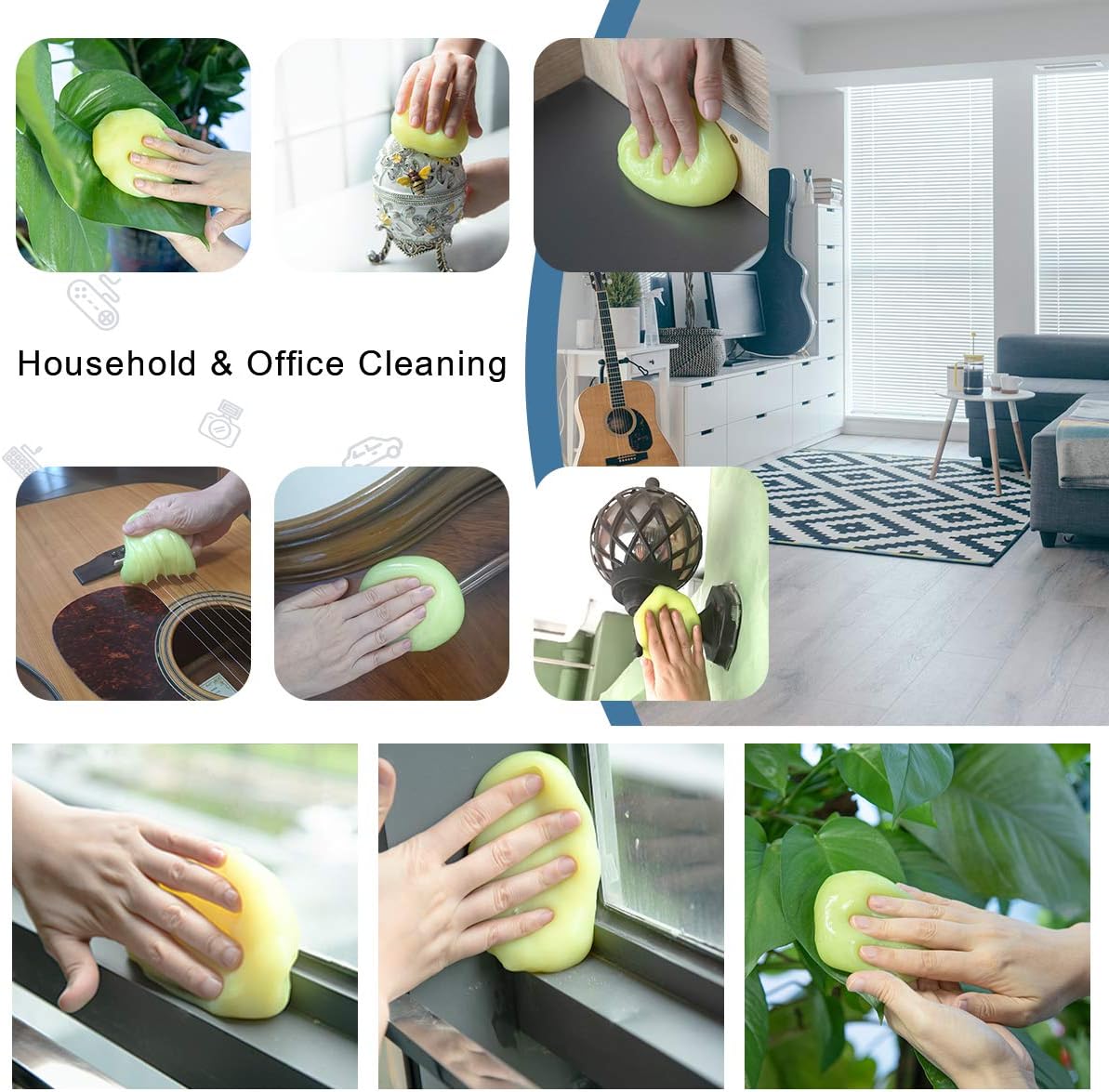 ASFSKY Car Cleaning Gel for Car Detailing Car Cleaning Gel Putty Reusable Keyboard Cleaner Gel Car Putty for Cleaning Dust Universal Cleaning Gel 5 Pack(Green)