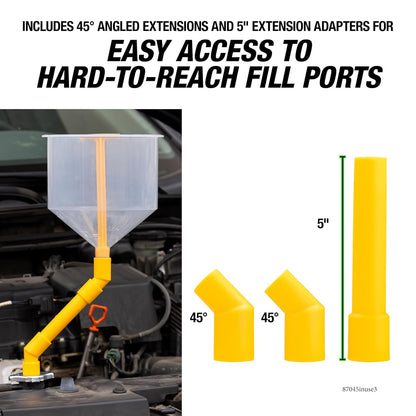 OEMTOOLS No-Spill Coolant Funnel Kit, 15 Piece Fluid and Oil Funnel Set, Allows Access To Hard-To-Reach Radiators