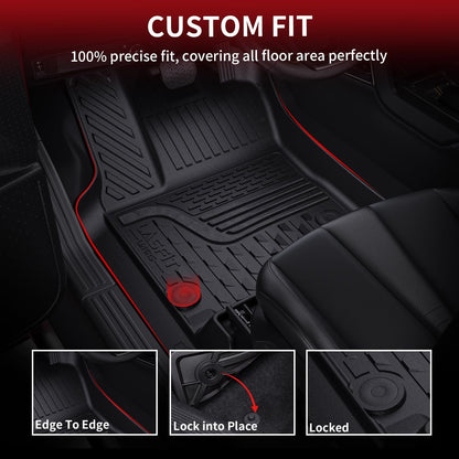 LASFIT Floor Mats for 2019-2025 2026 Ram 2500/3500 Crew Cab Bucket Seat for Carpet & Vinyl Floor (NOT fit Model with PTO Kit), All Weather TPE Custom Fit Car Mats Floor Liners 1st & 2nd Row, Black