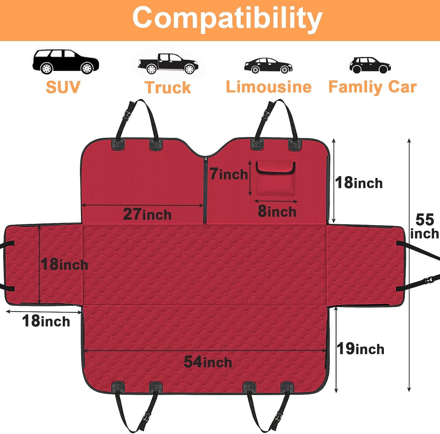 Mancro Dog Car Seat Cover for Back Seat, 2026 Upgraded 600D Heavy Duty Waterproof & Scratch-Resistant Dog Hammock for Car, Back Seat Pet Cover for Dogs with Sedan, Trucks and SUVs, Standard, Black