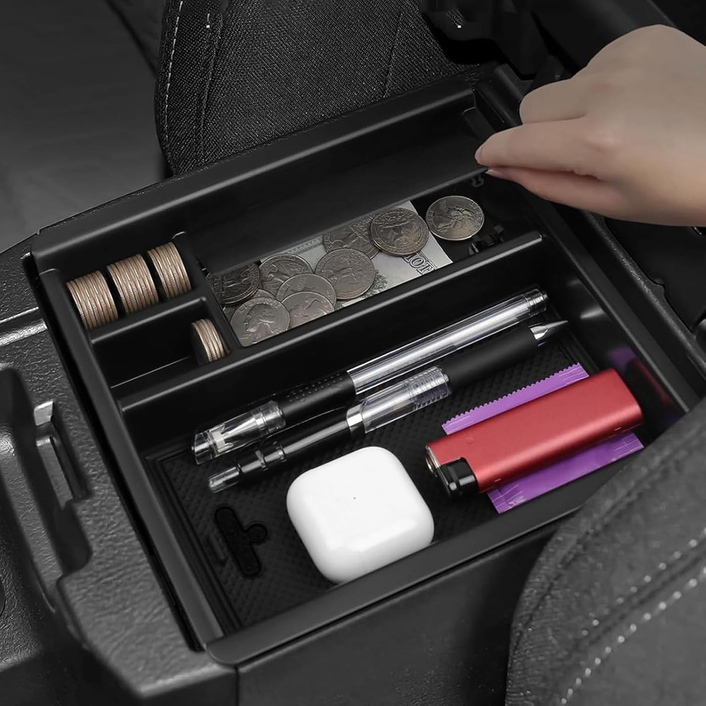 Glove Box Dividers Organizer Compatible with Toyota 2016-2020 2021 2022 2023 Tacoma Accessories Black ABS Material Center Console Organizer