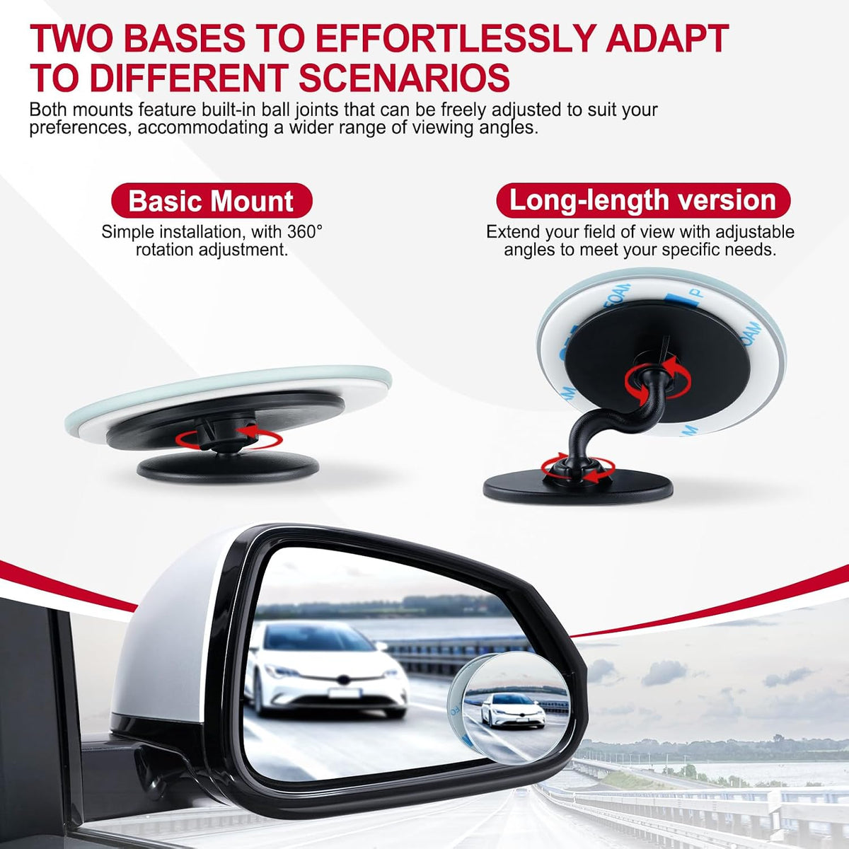 LivTee Blind Spot Car Mirror, HD Glass Frameless Convex Side Mirror Blindspot, Wide Angle Rear View Mirrors for SUVs, Trucks and RVs - Car Accessories