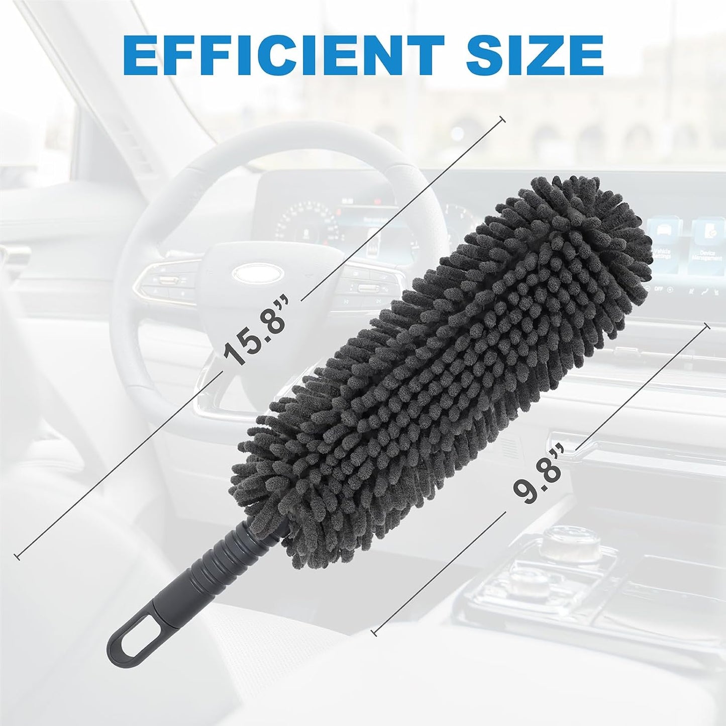 15.8" Car Duster Chenille,Car Accessories Duster Interior for Men,Washable Reusable Duster for Blind,Home,Car,Desk