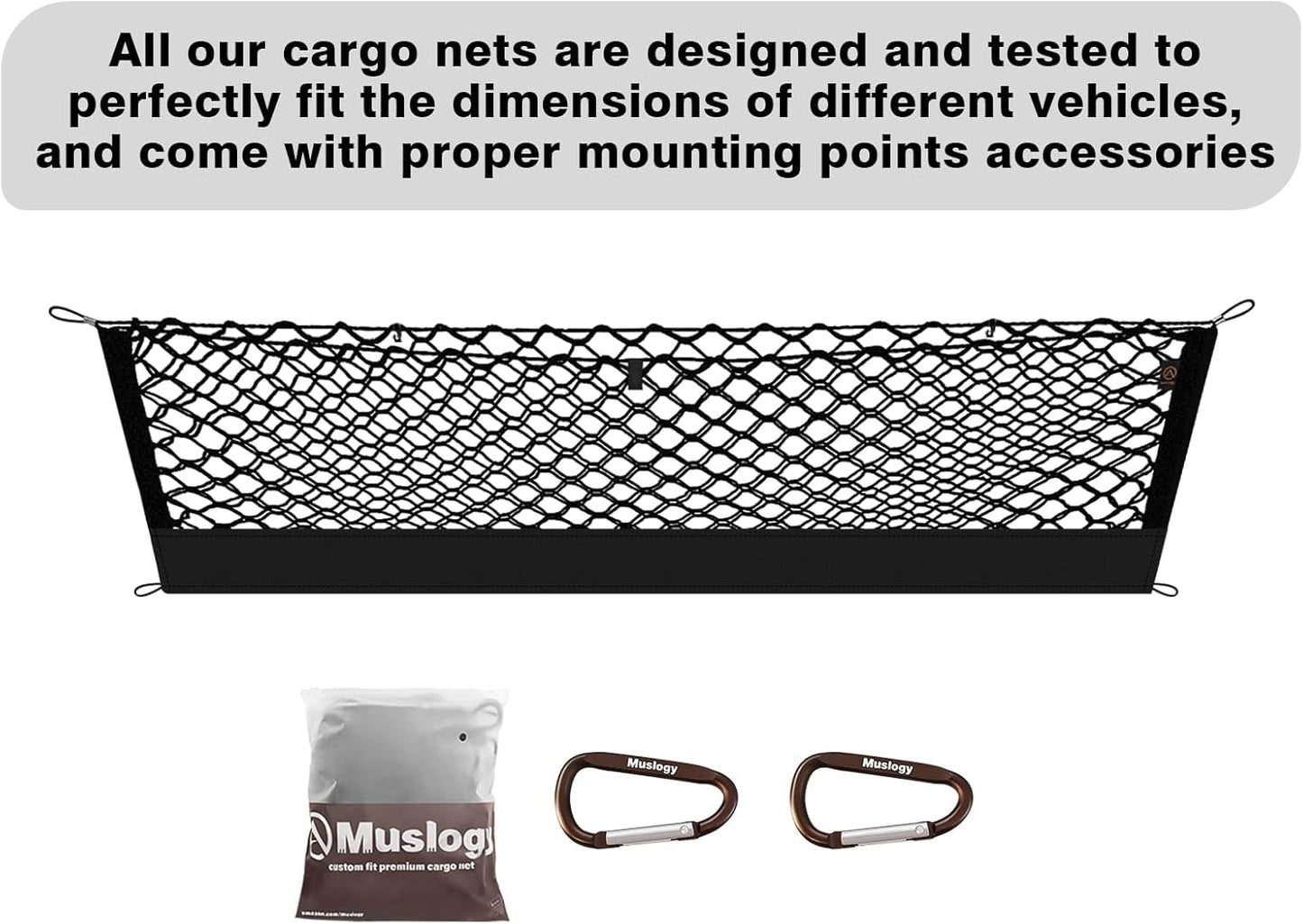 Muslogy Truck Bed Cargo Net Trunk Netting Compatible with 2023-2025 2026 Honda CR-V Accessories, Pickup Cargo Organizer SUV Sedan Storage Net w/Heavy Duty Carabiners - Colors B