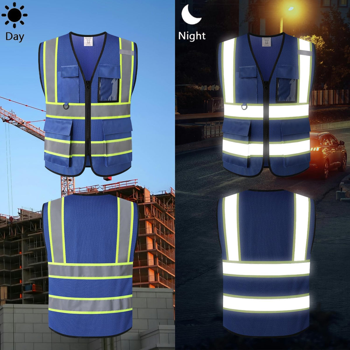 Safety Vest for Men Women Hi Vis Vest with Pockets Mesh High Visibility Vests Meets ANSI/ISEA Standards