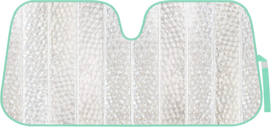 Iridescent Matte White Front Windshield Sunshade-Accordion Folding Auto Shade for Car Truck SUV-Blocks UV Rays Sun Visor Protector-Keeps Your Vehicle Cool- 58 x 27 in