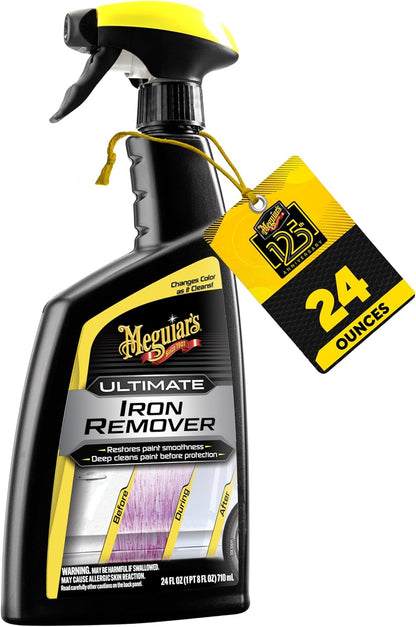 Meguiar's Ultimate Iron Remover - Quickly Remove Embedded Iron Particles and Industrial Fallout that Impair Paint Color, Clarity, and Paint Smoothness - Chemical Contaminant Remover - 24 Oz