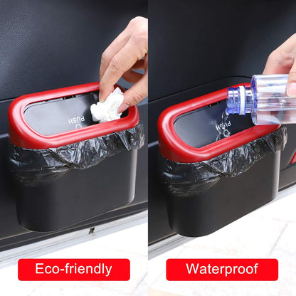 Accmor Car Trash Can with Lid, Mini Auto Dustbin Garbage Organizer Holder 2 Packs, Automotive Storage Container Bin with 60 Pcs Bags for Vehicle, Home, Office