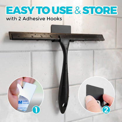 ALFLOD 2PACK Shower Squeegee for Glass Doors, Squeegee for Shower Glass，All-Purpose Tile Walls, Bathroom, Window, Glass and Car Windshield, Mirrors and Kitchen-Stainless Steel, 10 Inches, Silver