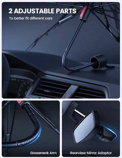 Lamicall Car Windshield Sunshade Umbrella - Foldable Car Windshield Sun Shade Cover, 5 Layers UV Block Coating, 52"x31" Front Window Heat Insulation Protection, for Auto Sedan, SUV Windshield