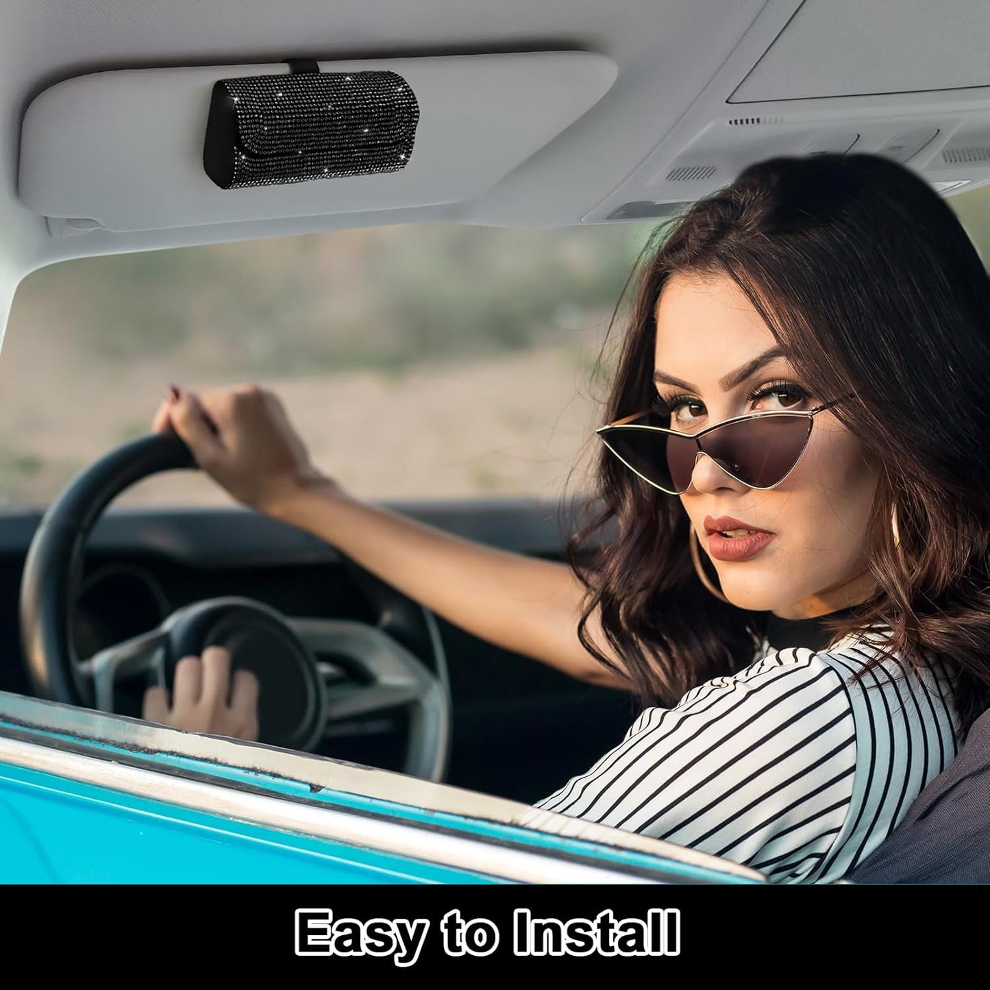 Accmor Sunglasses Holder for Car Sun Visor, Auto Eyeglasses Protective Storage Case, Vehicle Visor Accessories Organizer Box