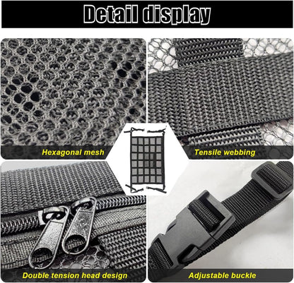 Car Ceiling Cargo Net Pocket, 30" x 21.2", Droop Less Car Storage Organizer, Strengthen Load Bearing Double Layer Mesh Organizer, SUV, Trucks, Camping, Road Trip Essentials