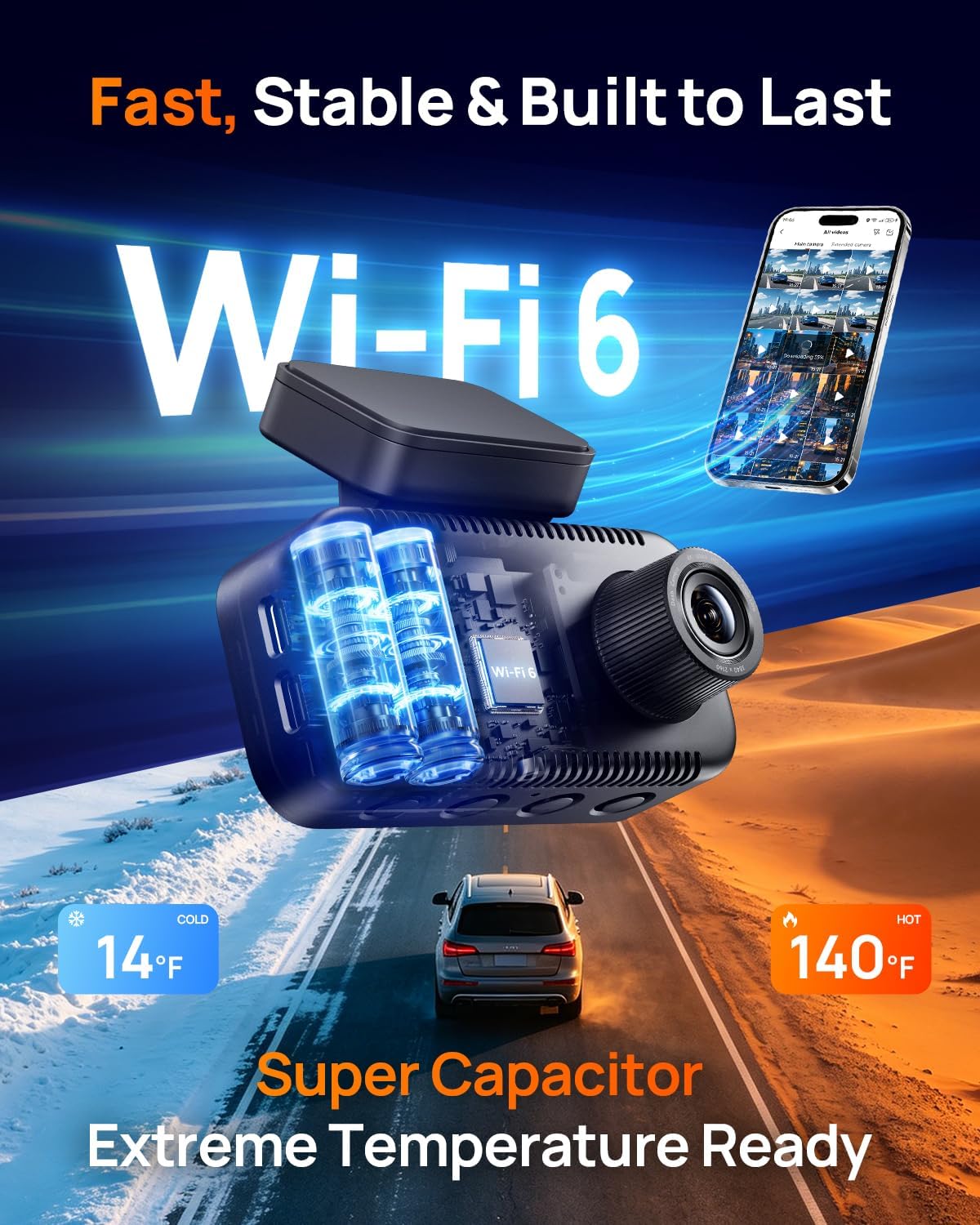 70mai A810 Lite 4K Dash Cam Front and Rear, 5GHz Wi-Fi 6 DashCam, Car Camera 4G LTE Remote Access, GPS Tracking, HDR Night Vision, 24H Parking Mode, Voice Control, Emergency Lock, Loop Recording