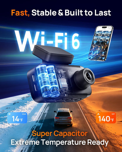 70mai A810 Lite 4K Dash Cam Front and Rear, 5GHz Wi-Fi 6 DashCam, Car Camera 4G LTE Remote Access, GPS Tracking, HDR Night Vision, 24H Parking Mode, Voice Control, Emergency Lock, Loop Recording