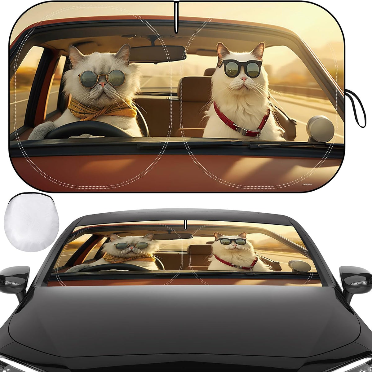 Iridescent Sun Shade for Car Windshield, Foldable Universal Car Windshield Upgrade Sunshade Enhanced UV Rays Reflective Sun Visor Shade Keeps Vehicle Cool