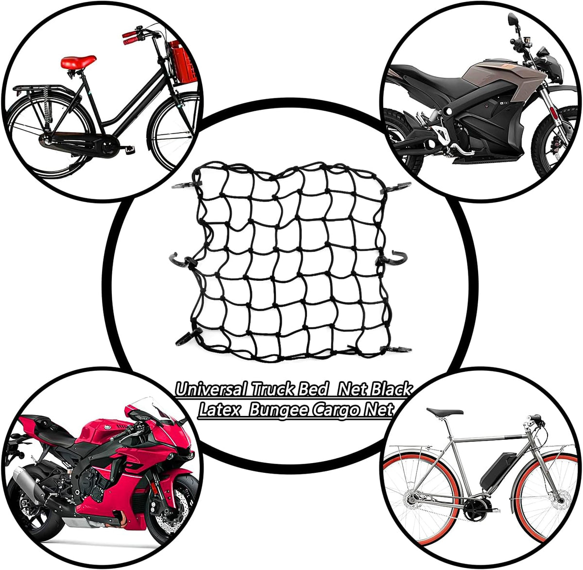 Cargo Net 4' x6' Stretches to 8' x 12' Truck Cargo Net for Pickup Truck Bed- Small 4"x4" Mesh Grid Super Duty Bungee Heavy Duty Bed Netting with 12 Adjustable Metal Carabiners by Cenipar
