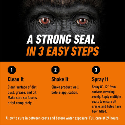 Gorilla Waterproofing Spray Clear, Flexible Rubberized Sealant Coating, Paintable UV Resistant, Seals Water Air Moisture, 14 oz (Pack of 1), for Roofs Gutters Skylights RVs Windows & More