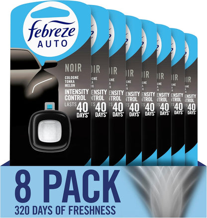 Febreze AUTO Air Freshener, Odor-Fighting Automotive Vent Clip, Midnight Storm Scent, 8 Count